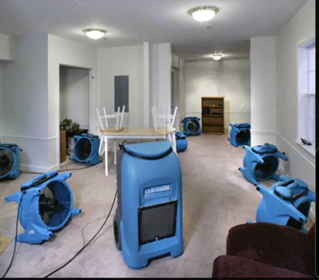 Air movers and dehumidifier setup for Water Extraction & Removal in Pontoon Beach